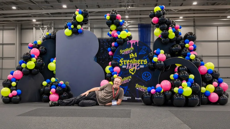 Brutus large-format balloon installation at a Freshers Fair