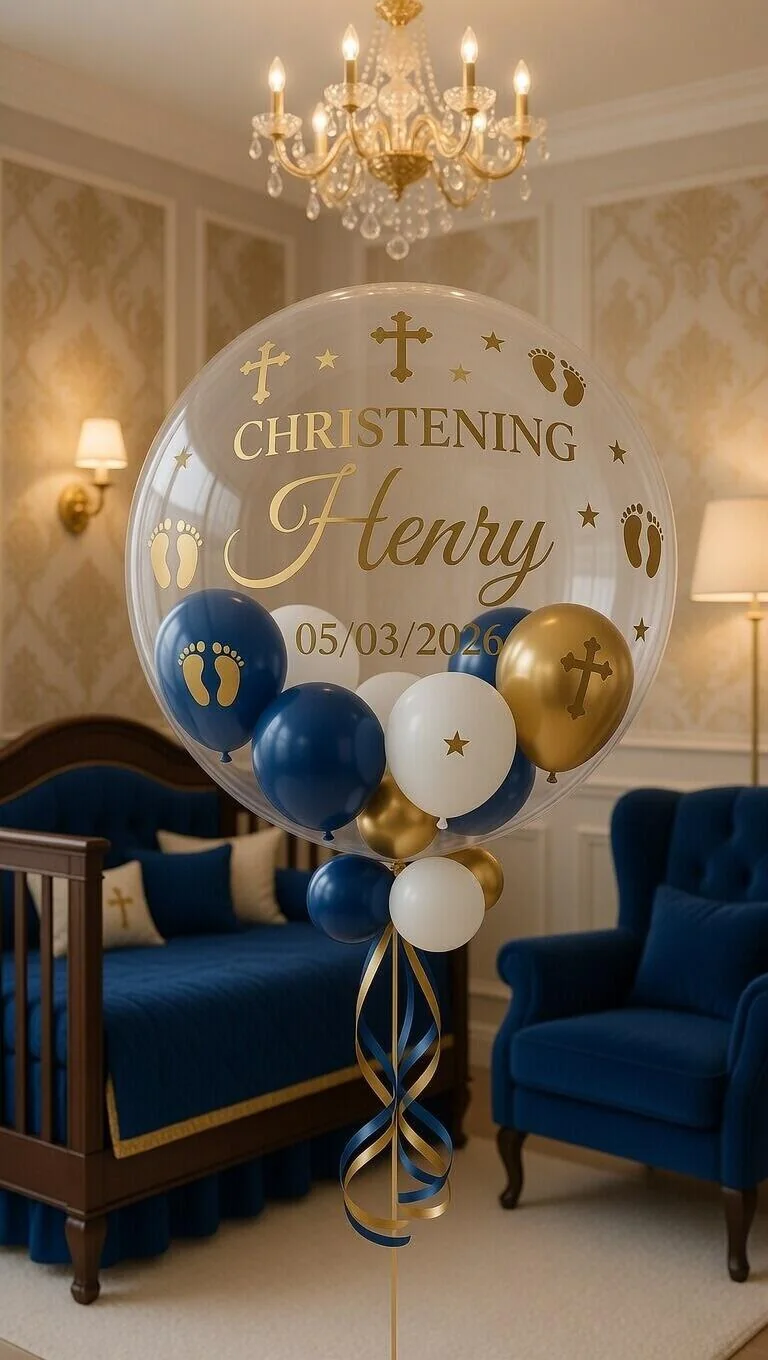 Male Christening Personalised Balloon view 2
