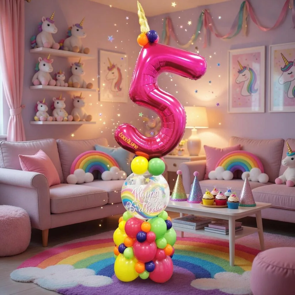 Unicorn Single Number Balloon Display