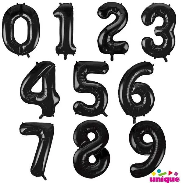 Black 34 Inch Helium Number Balloons
