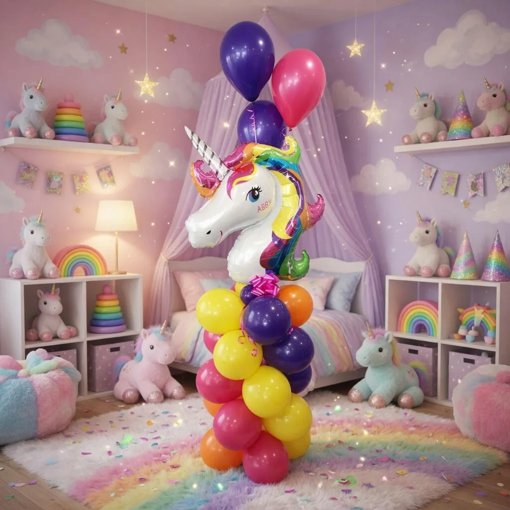 Personalised Unicorn Balloon Tower
