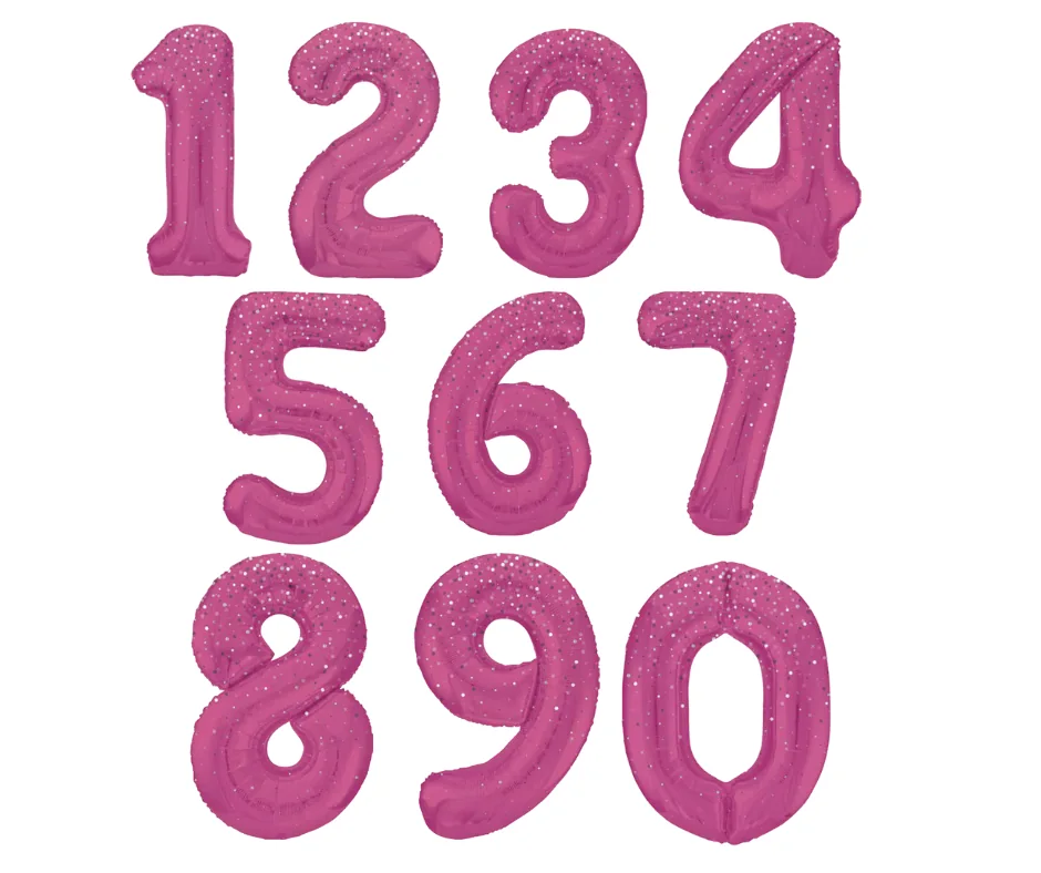Pink Spot 34 Inch Helium Number Balloons
