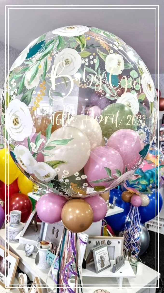 Baby Girl Floral 24 Inch Personalised Balloon