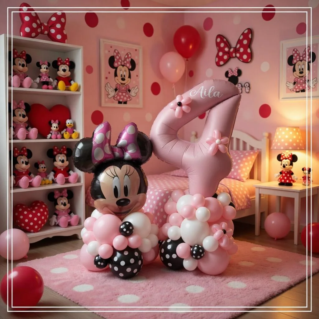 Mickey or Minnie Head Single Number Balloon Display