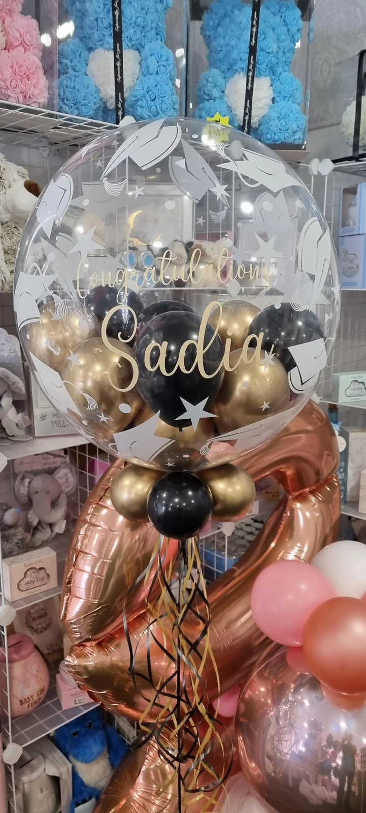 Graduation - 24 Inch Personalised Balloon In Gold and Black