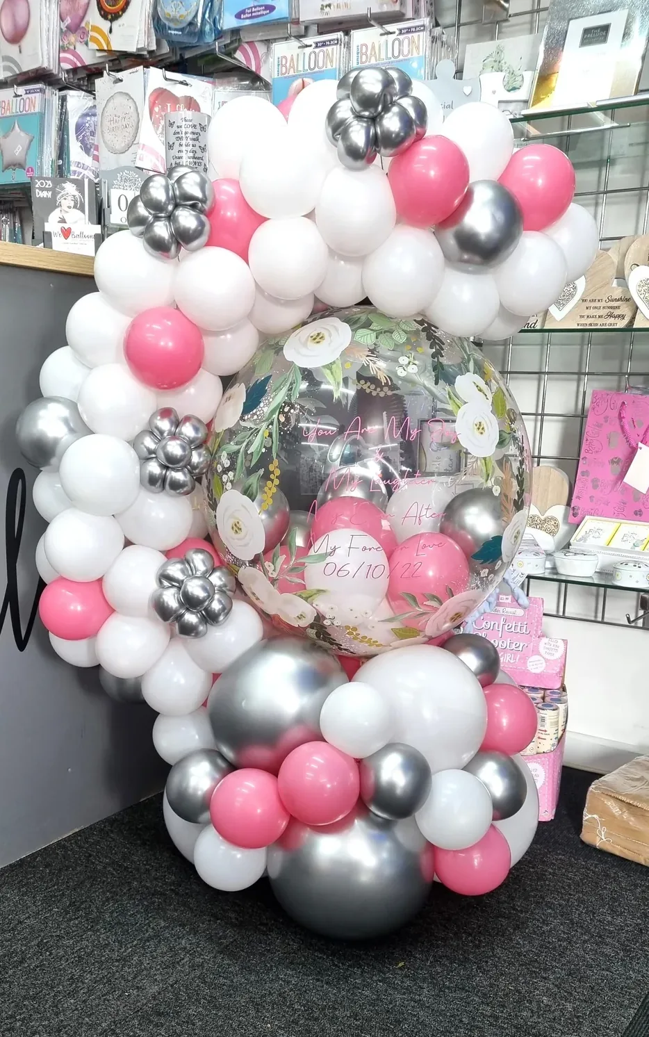 Floral Organic Balloon Hug Display