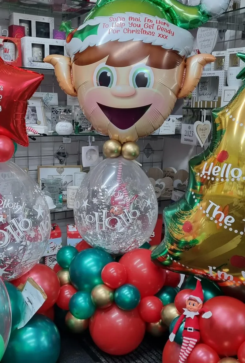 Elf head balloon display