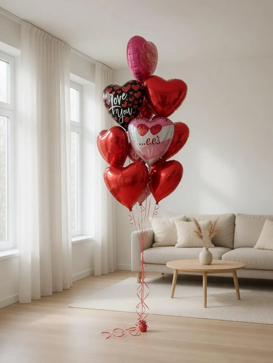 Romantic Red Heart Balloon Bouquet view 4