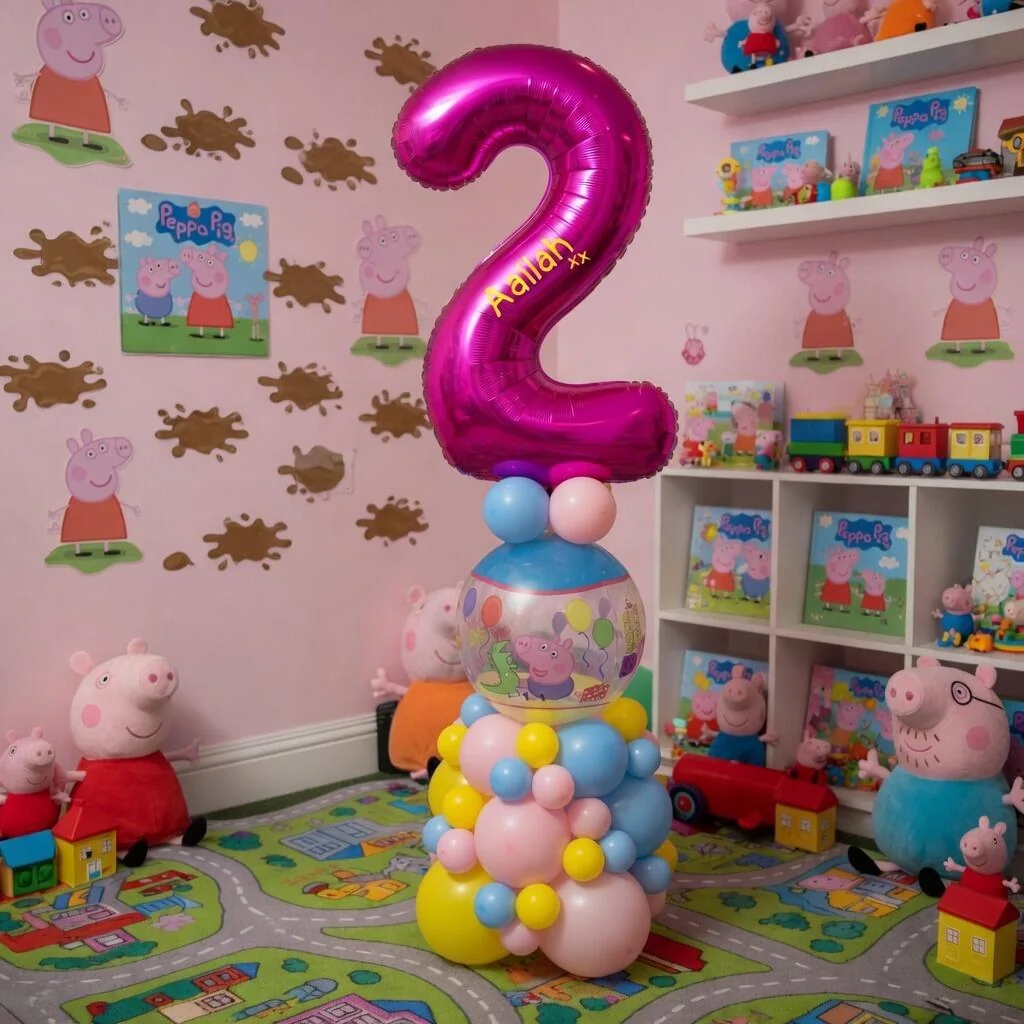 Peppa Pig Themed Single Number Balloon Display