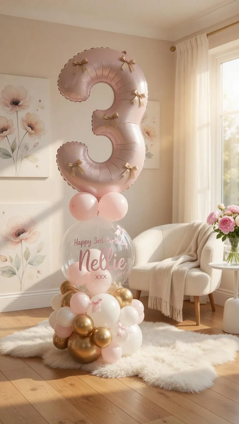 Pretty Bows Single Number Balloon Display view 3