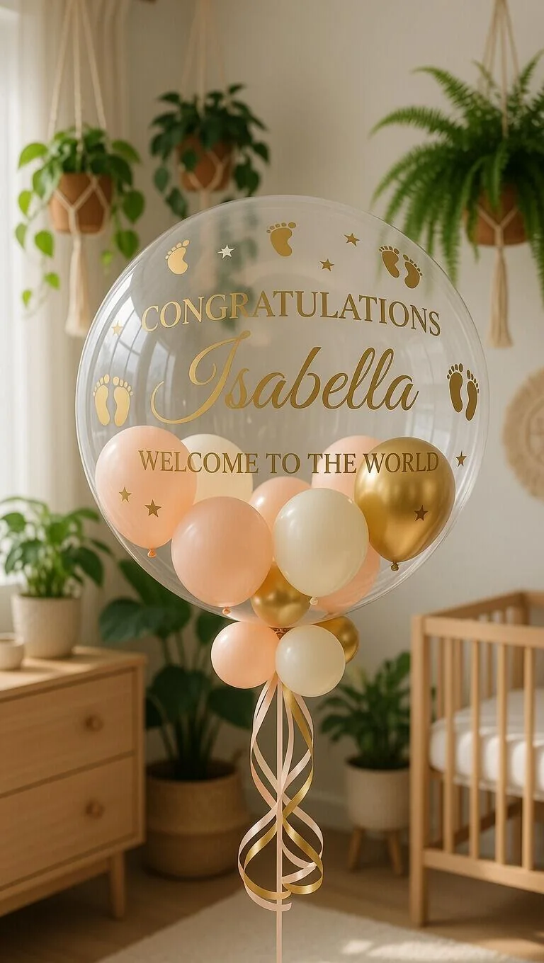 New Baby Girl Personalised Balloon view 4