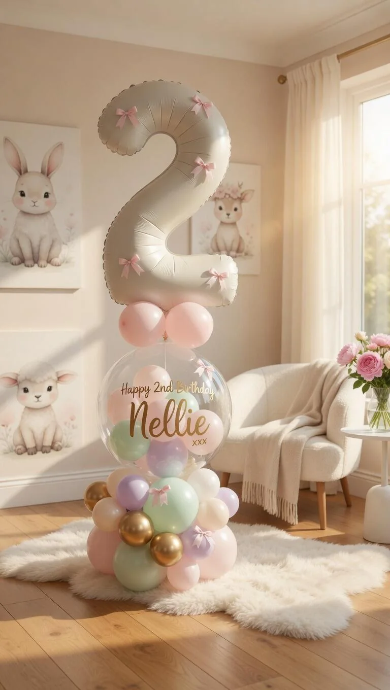 Pretty Bows Single Number Balloon Display view 2