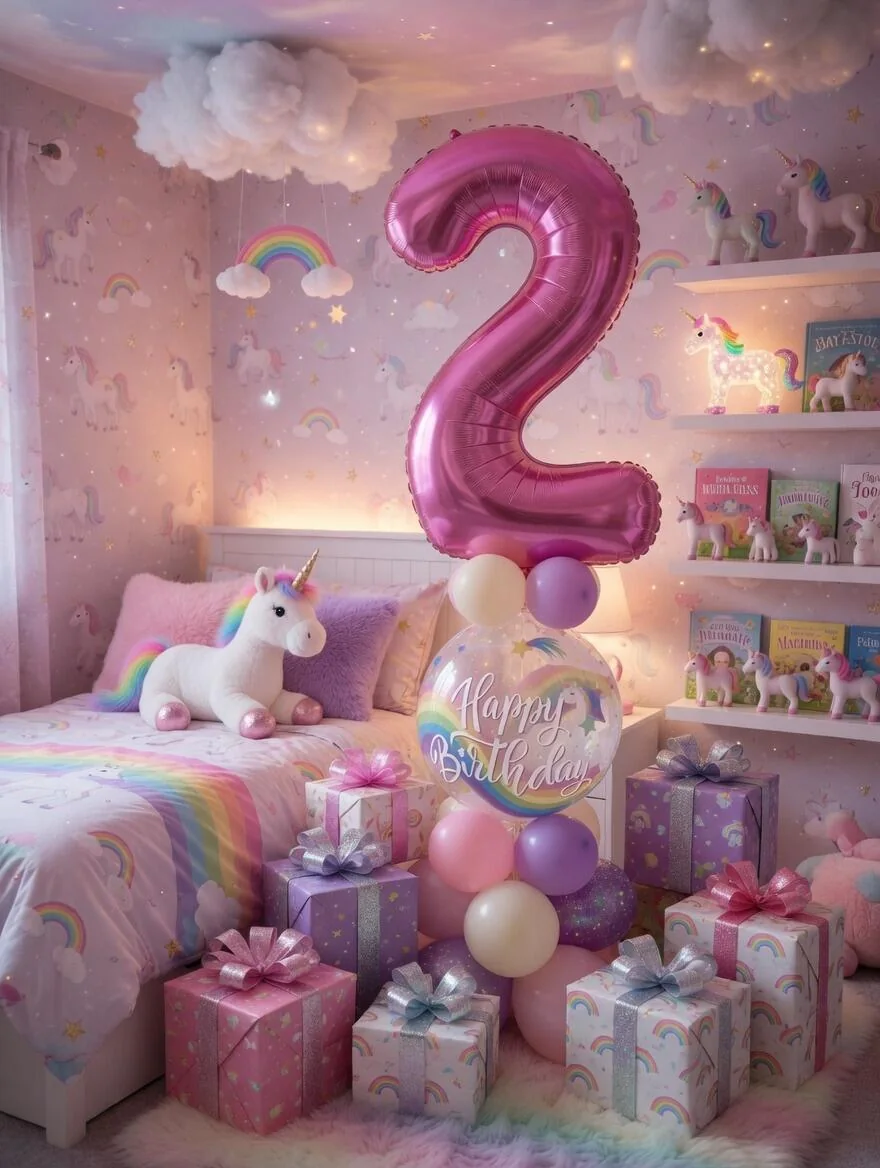 Personalised Unicorn Single Number Balloon Display