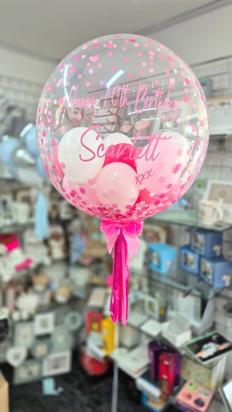 24 Inch Personalised Balloon In Dotty Pinks