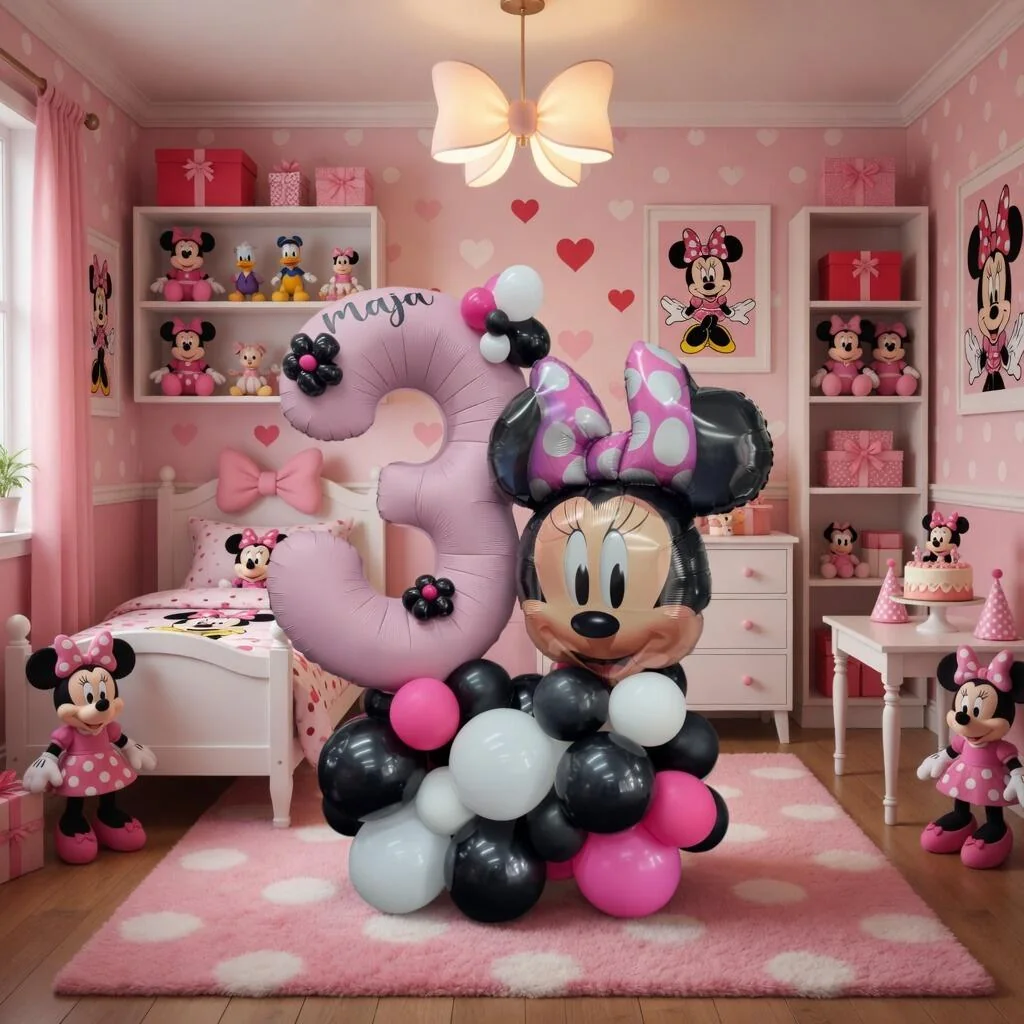 Mickey or Minnie Mouse Single Number Balloon Display