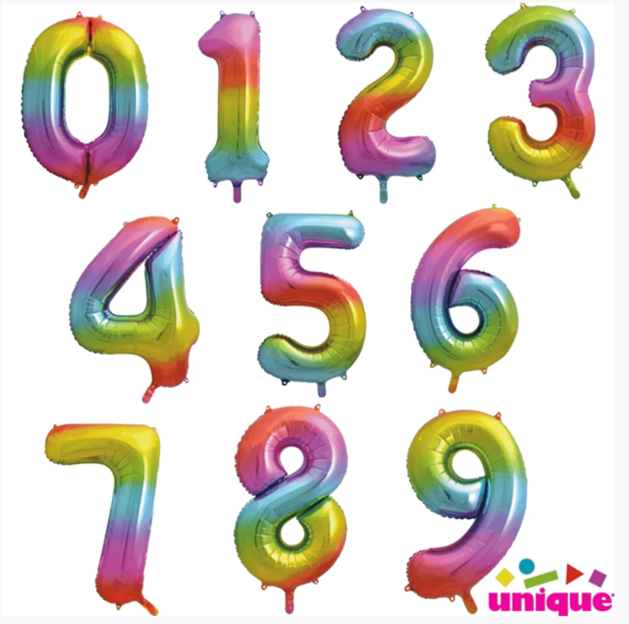 Rainbow 34 Inch Helium Number Balloons