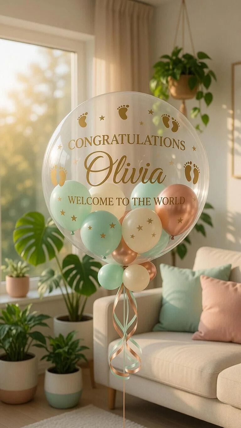 New Baby Girl Personalised Balloon view 2