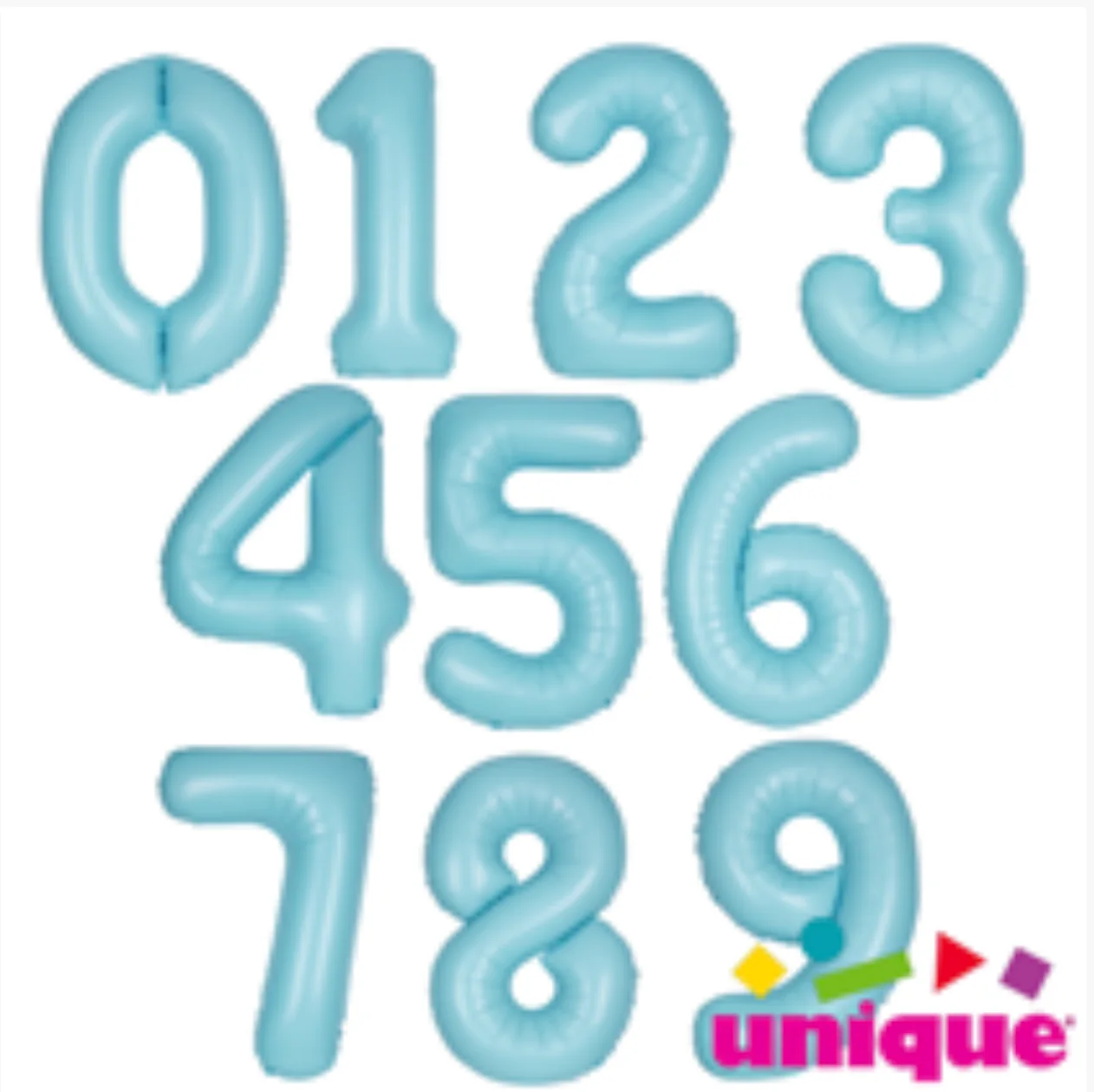 Powder Blue 34 Inch Helium Number Balloons