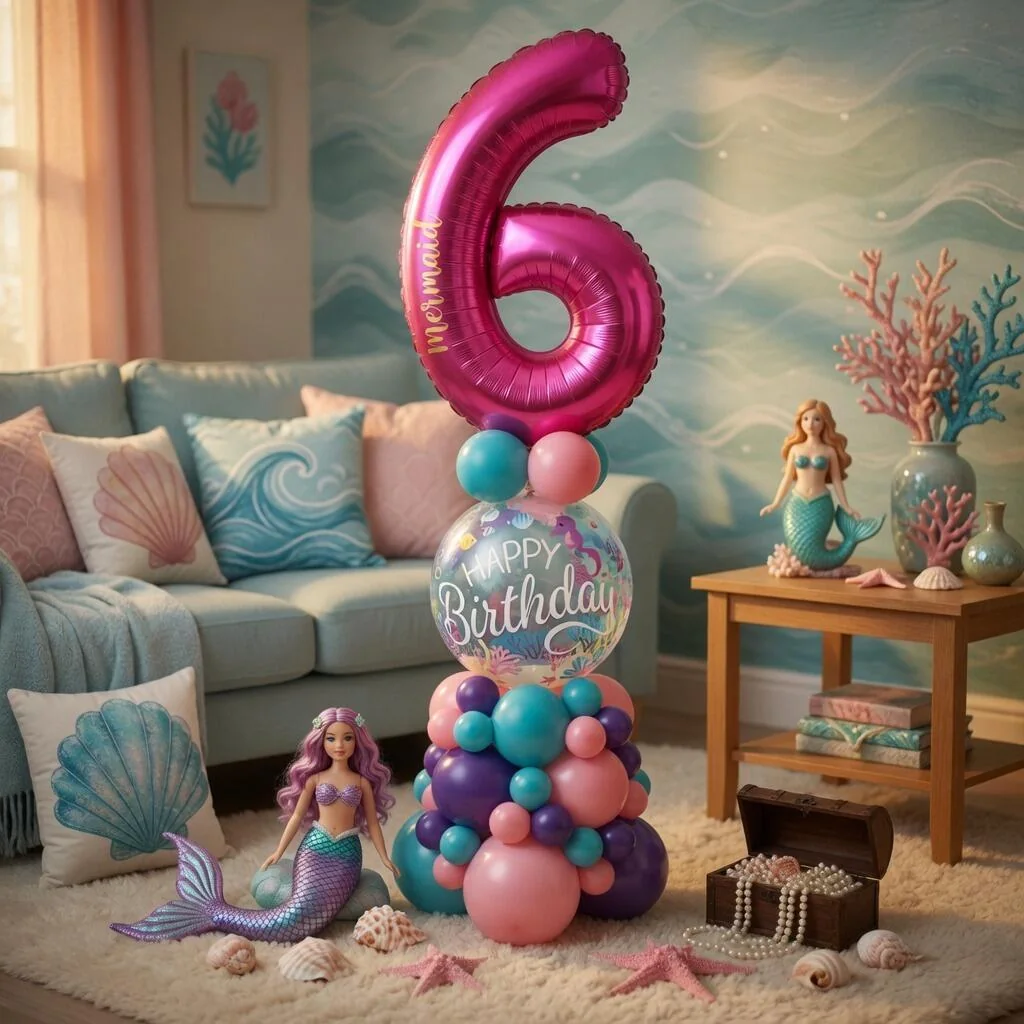 Mermaid Single Number Balloon Display