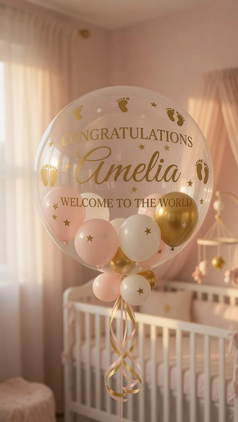New Baby Girl Personalised Balloon