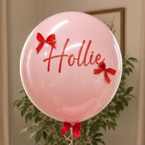 Cherry & Bow Birthday Display: Personalised top balloon