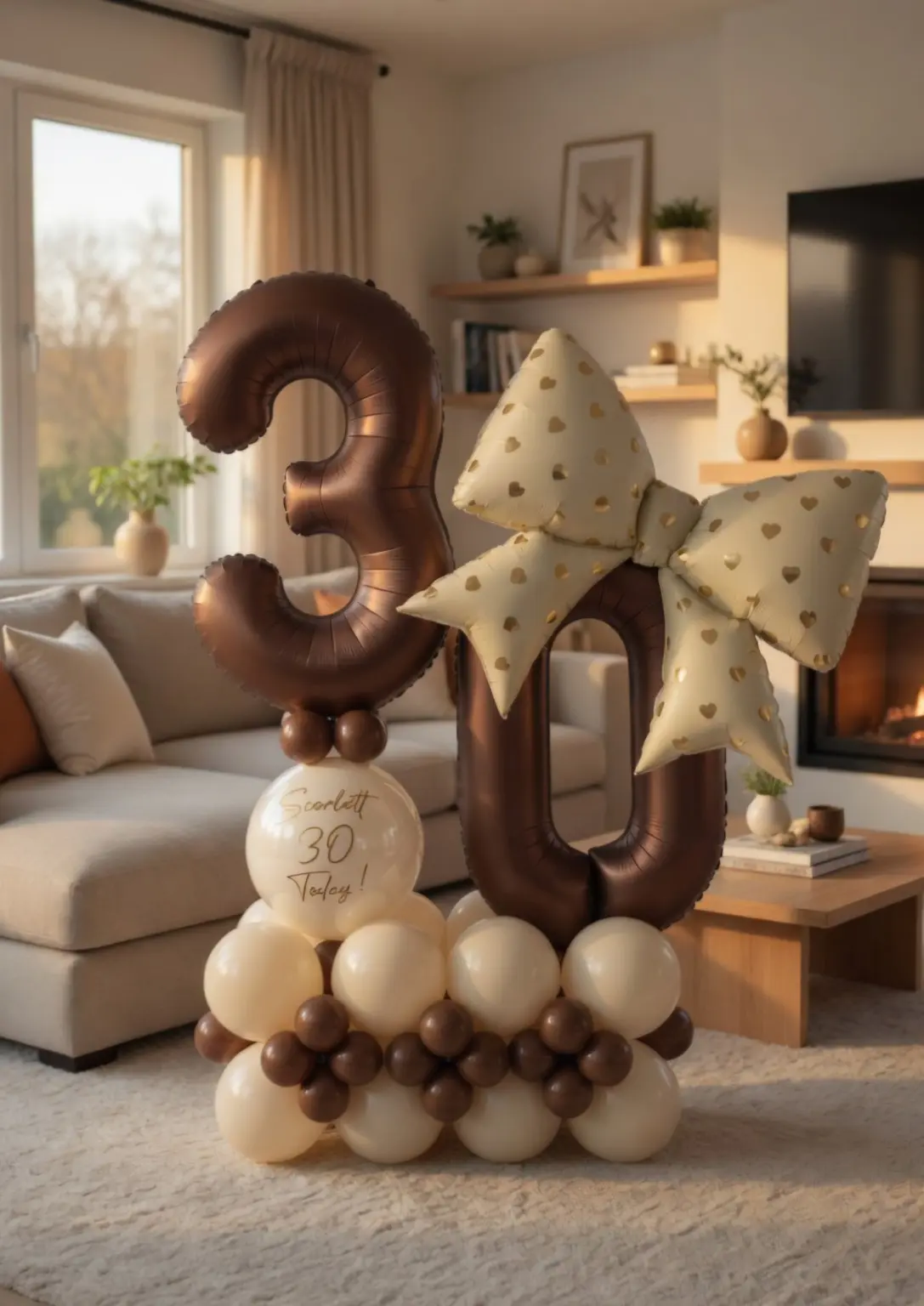 Chocolate & Cream Bow Double Number Display