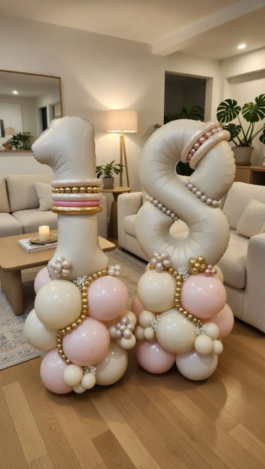 Cream & Blush Floral Double Number Display