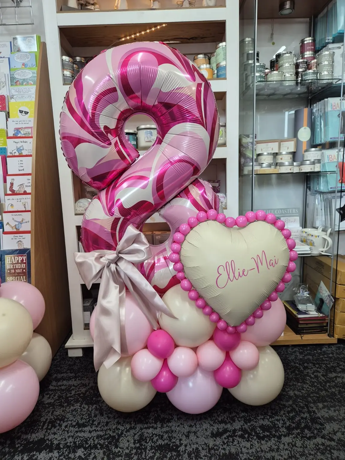Pink Marble Heart Single Number Display