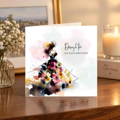 Daughter – On Your Birthday – Watercolour Gown