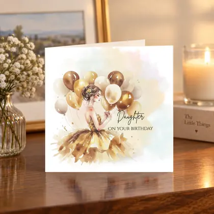 Daughter – On Your Birthday – Golden Balloons