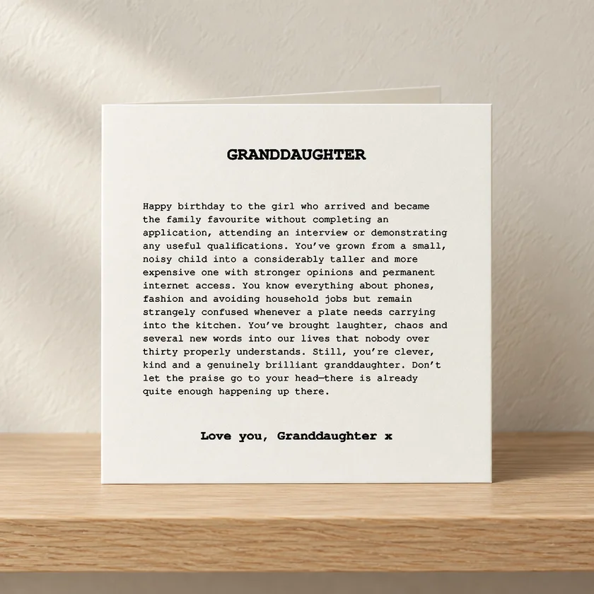 Granddaughter card