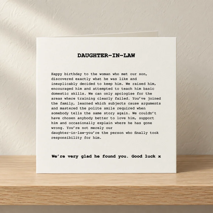 Daughter-in-Law card