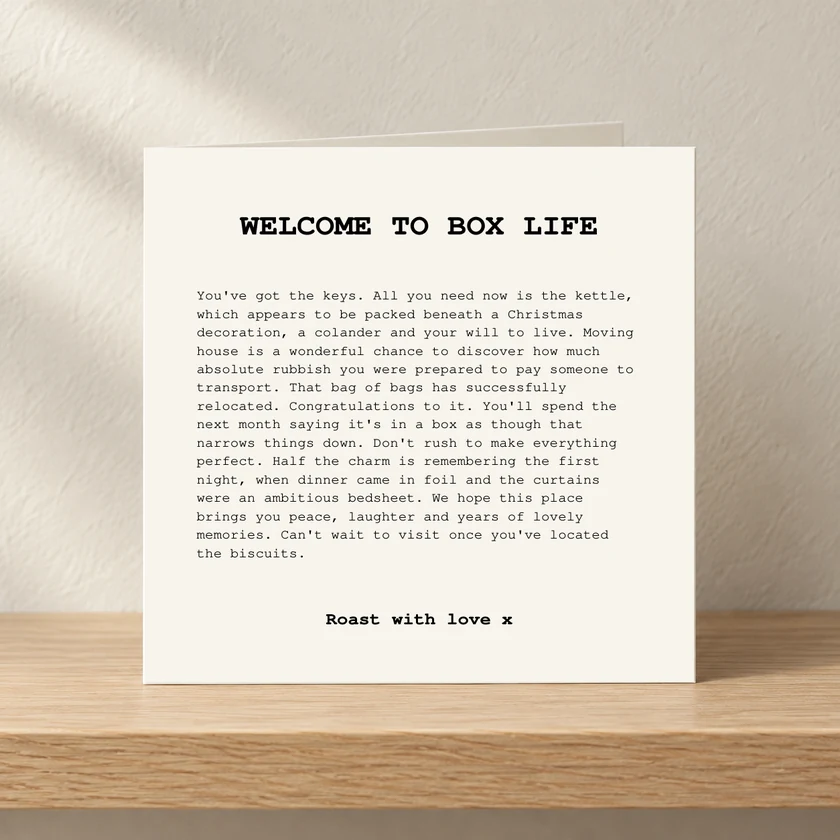 Welcome To Box Life card