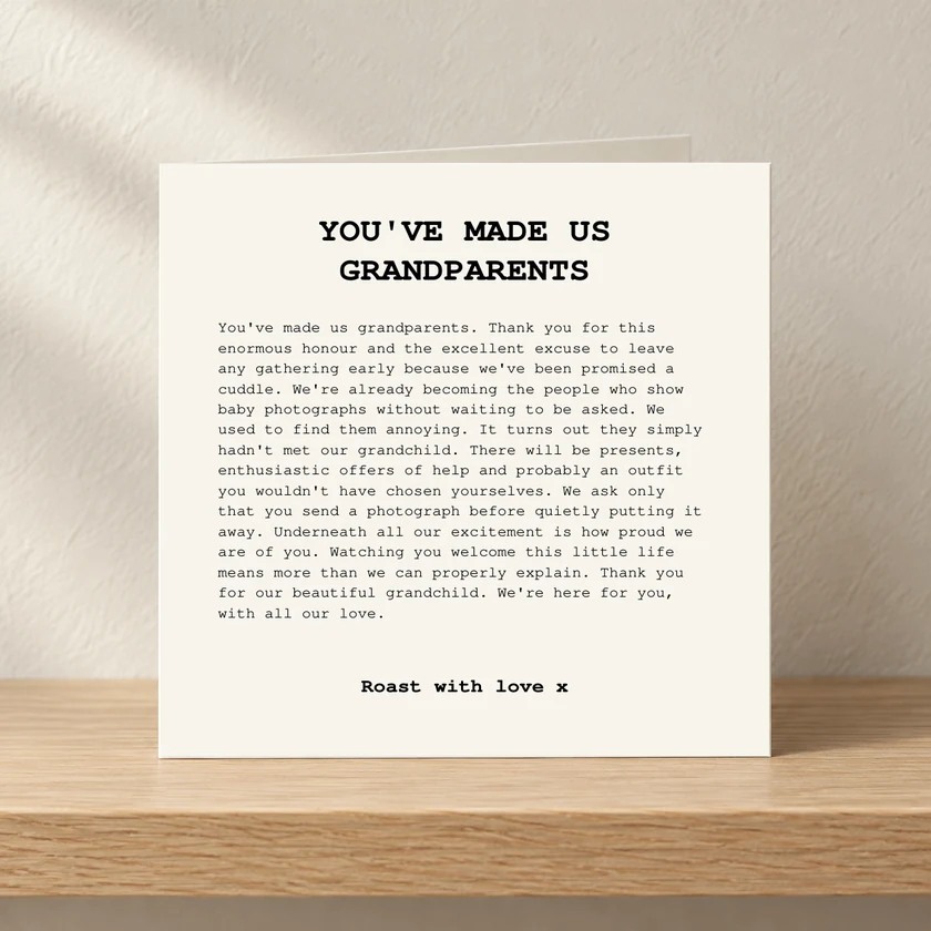 You've Made Us Grandparents card