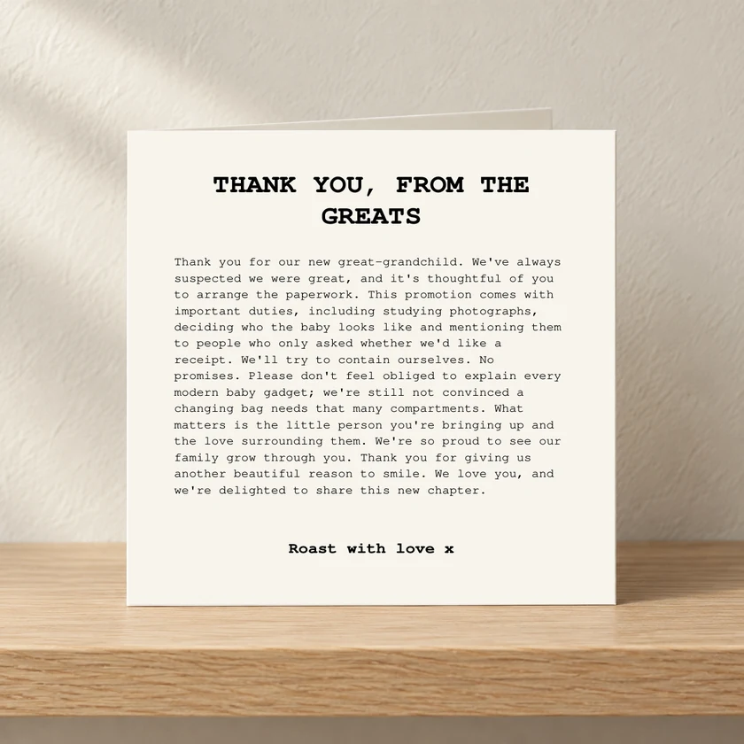 Thank You, From The Greats card