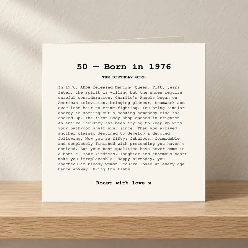 50th Birthday - For Her - Born in 1976 card