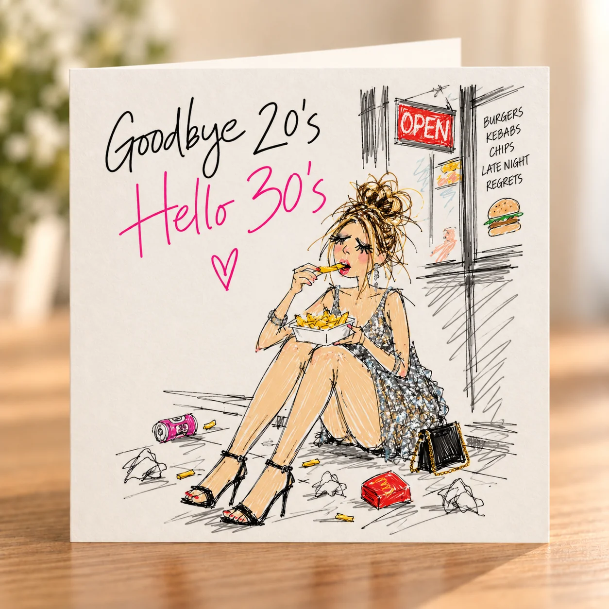 Goodbye 20s, Hello 30s card shelf mock-up