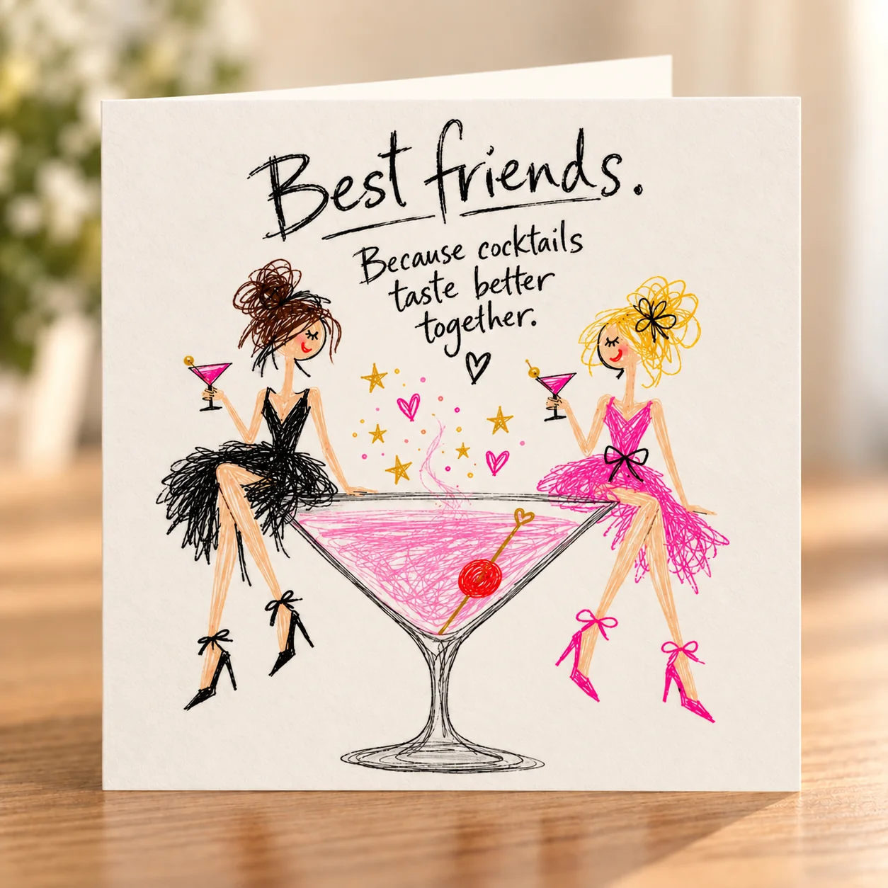 Best Friends Cocktails card shelf mock-up