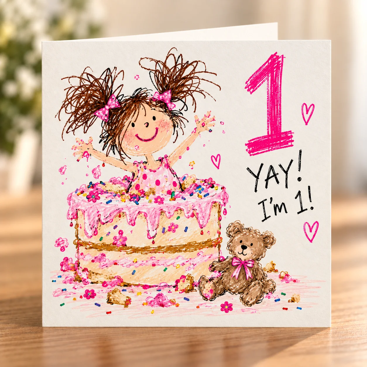 Girl Age 1 – Yay I’m 1 card shelf mock-up