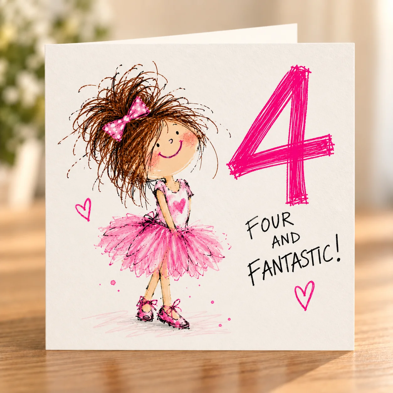 Girl Age 4 – Four And Fantastic card shelf mock-up