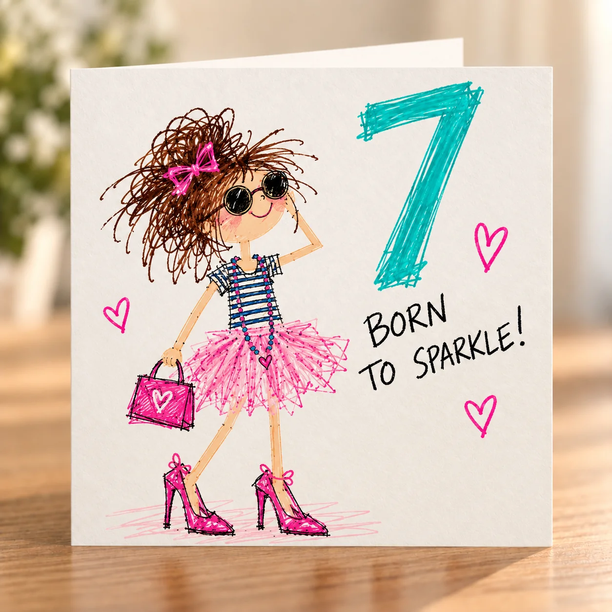 Girl Age 7 – Born To Sparkle card shelf mock-up