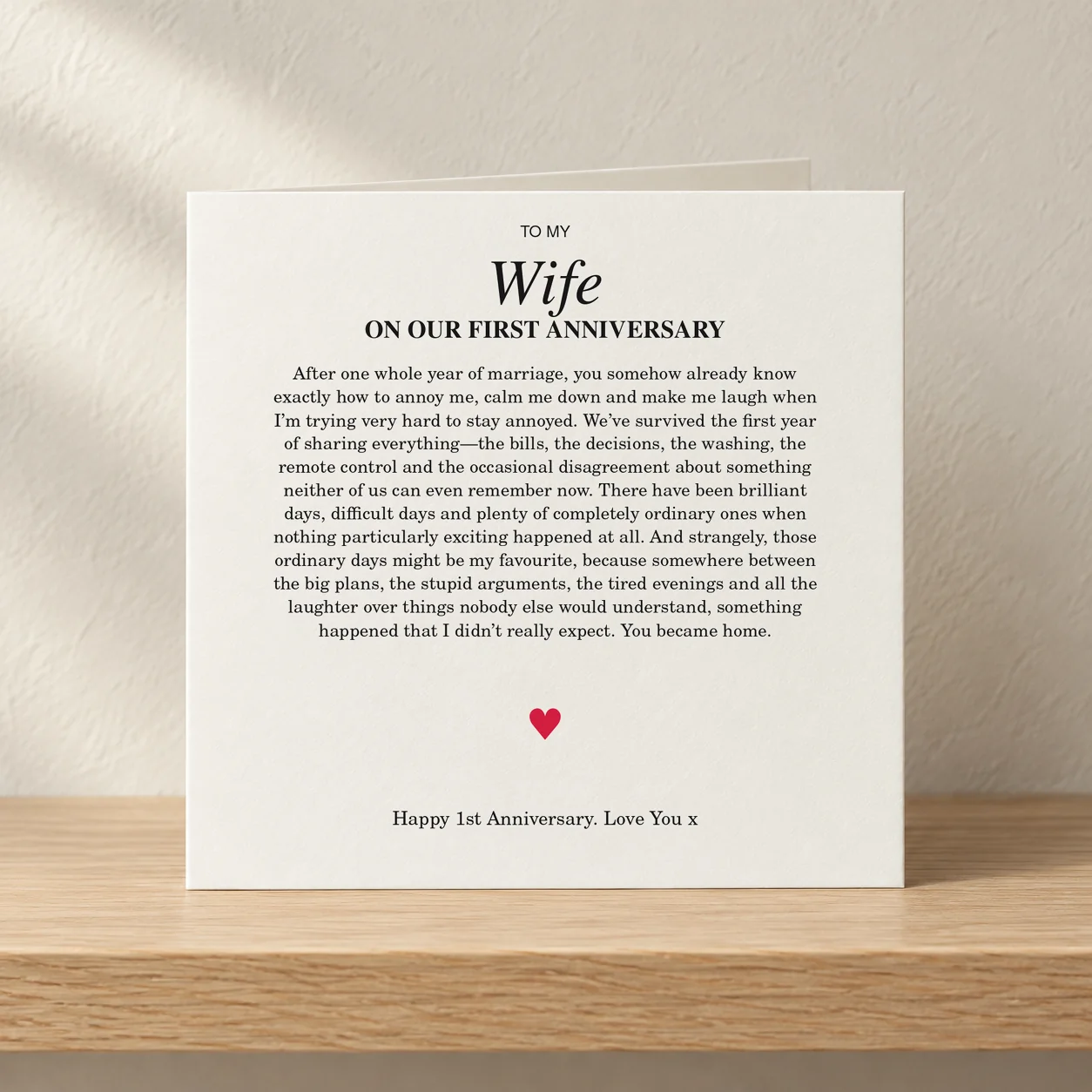 To My Wife – 1st Anniversary card shelf mock-up