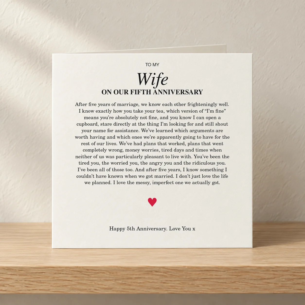 To My Wife – 5th Anniversary card shelf mock-up