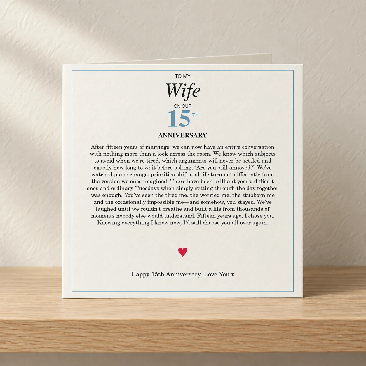 To My Wife – 15th Anniversary card shelf mock-up