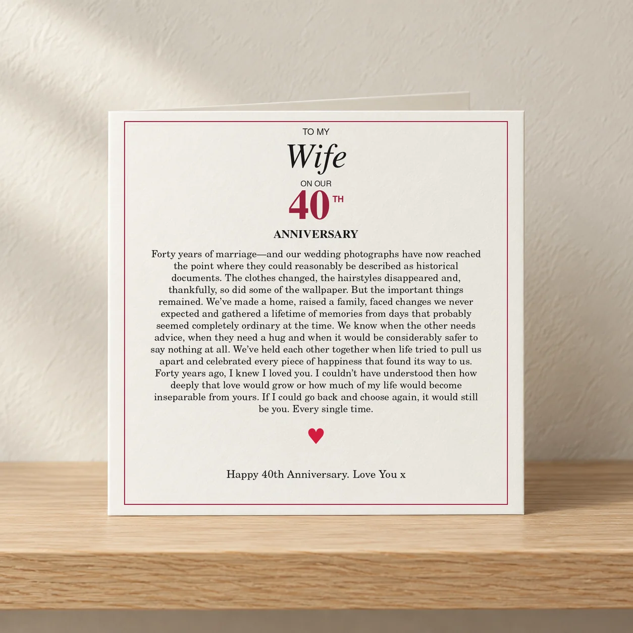 To My Wife – 40th Anniversary card shelf mock-up