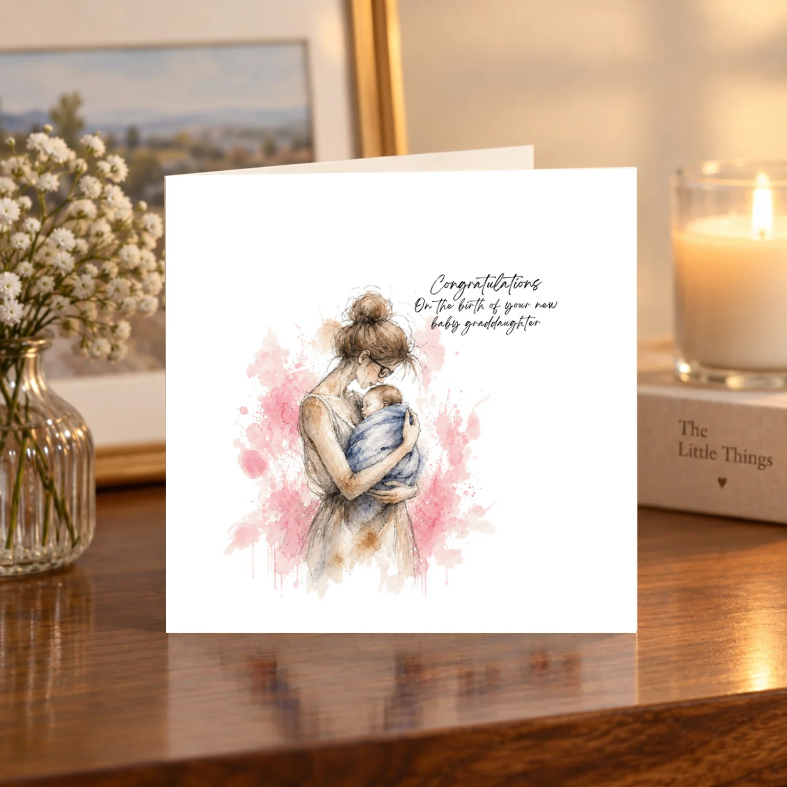 On the Birth of Your New Baby Granddaughter card shelf mock-up