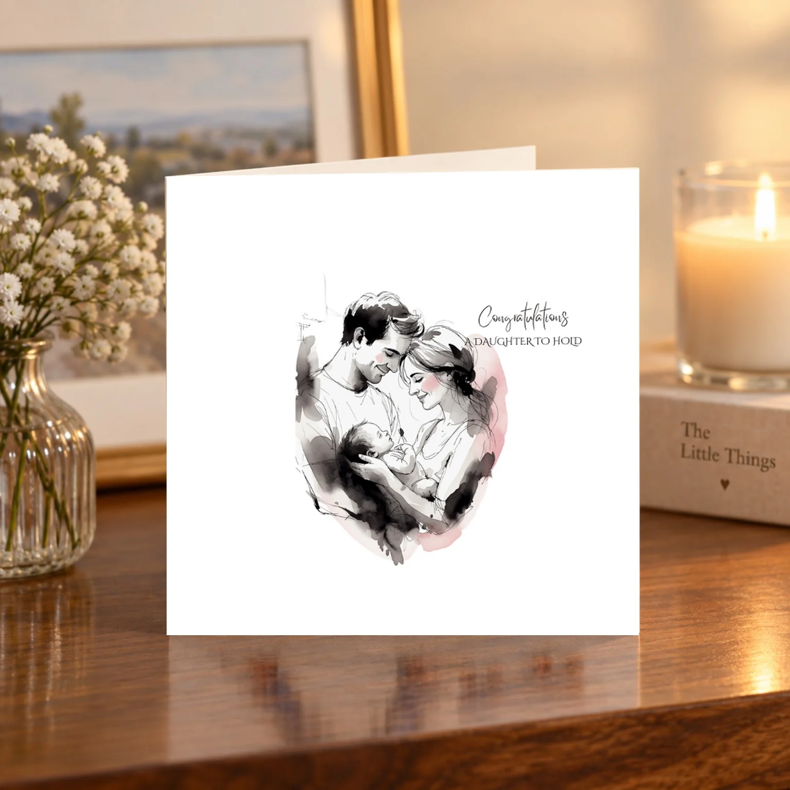 A Daughter to Hold card shelf mock-up