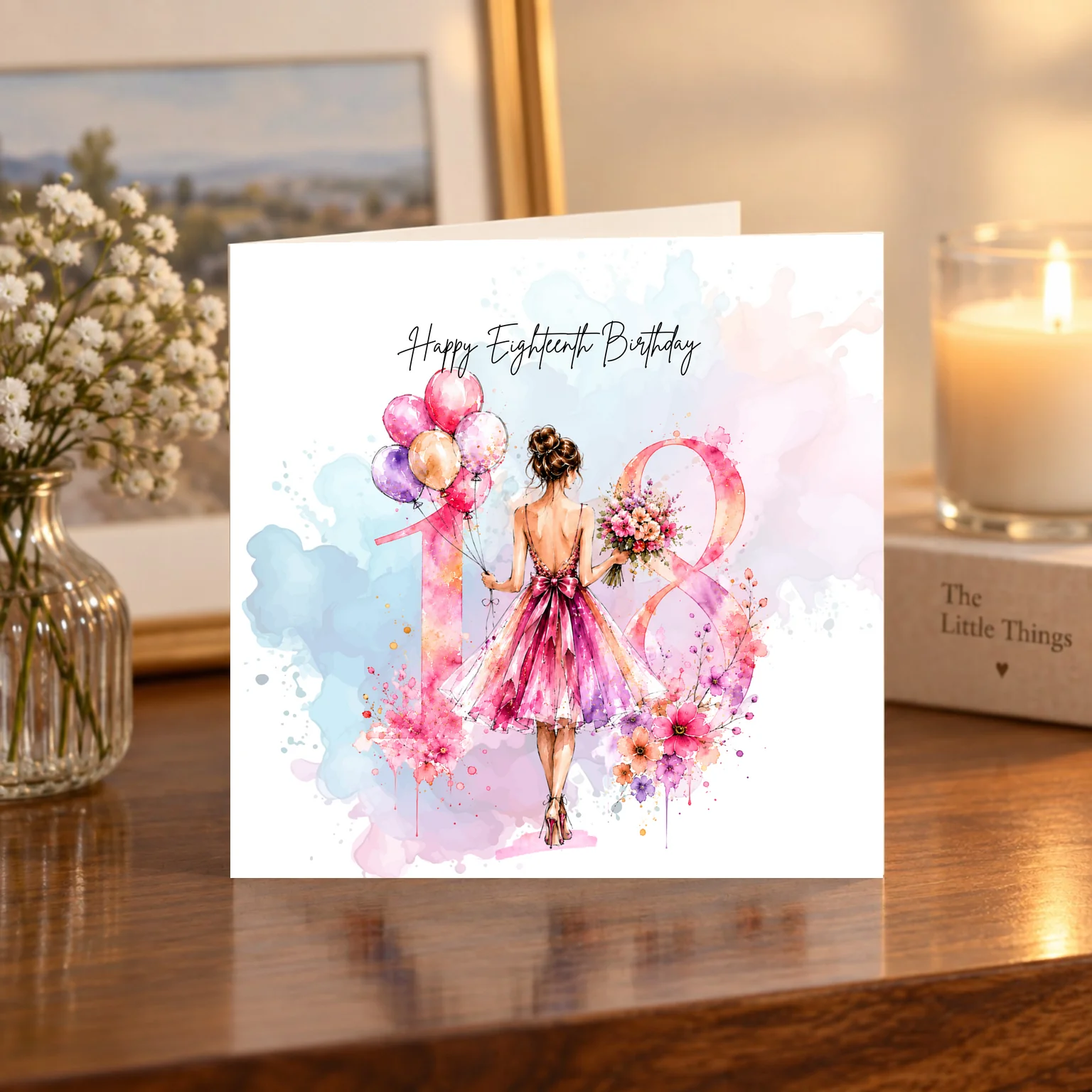 Happy Eighteenth Birthday card shelf mock-up