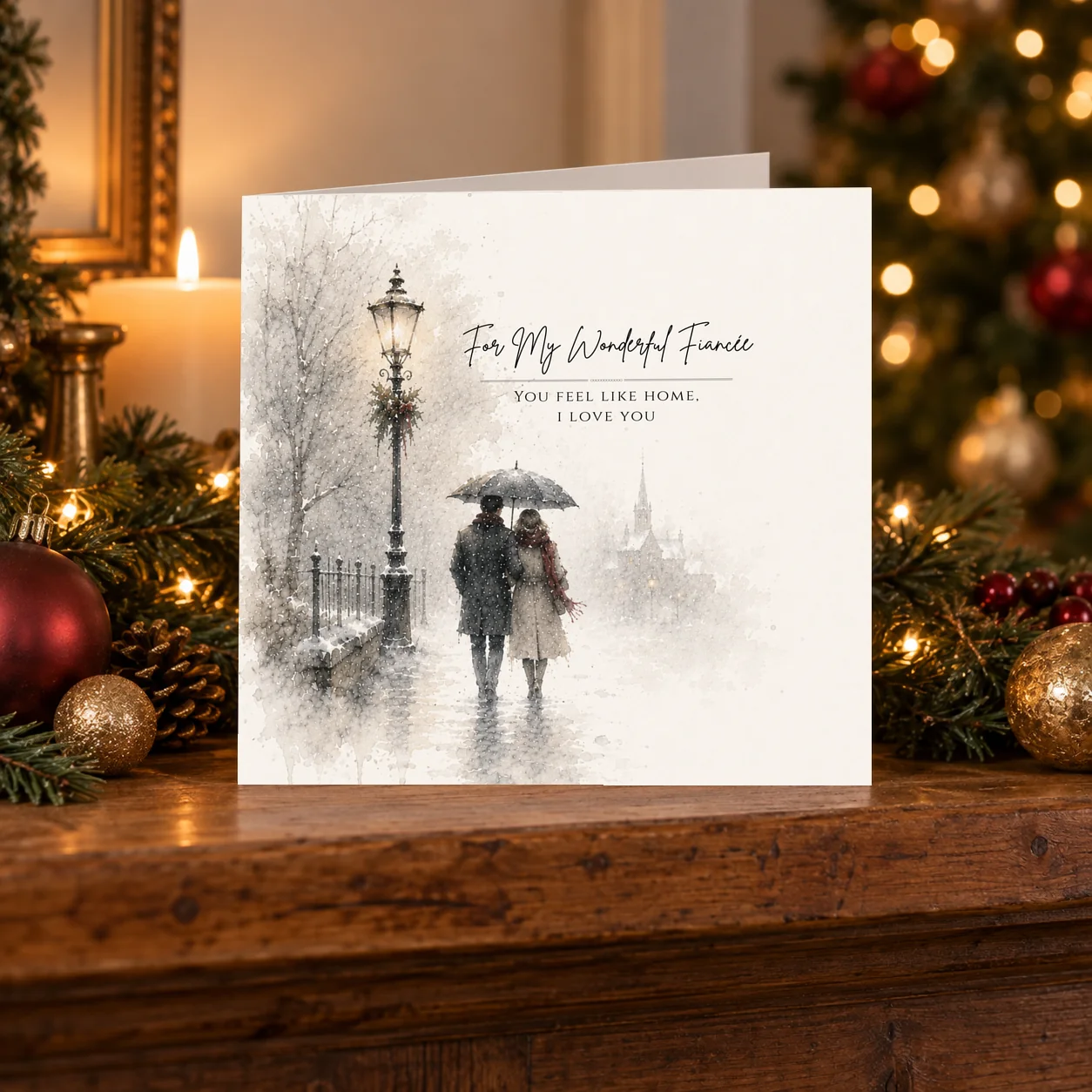Fiancée – Snowy Umbrella card shelf mock-up