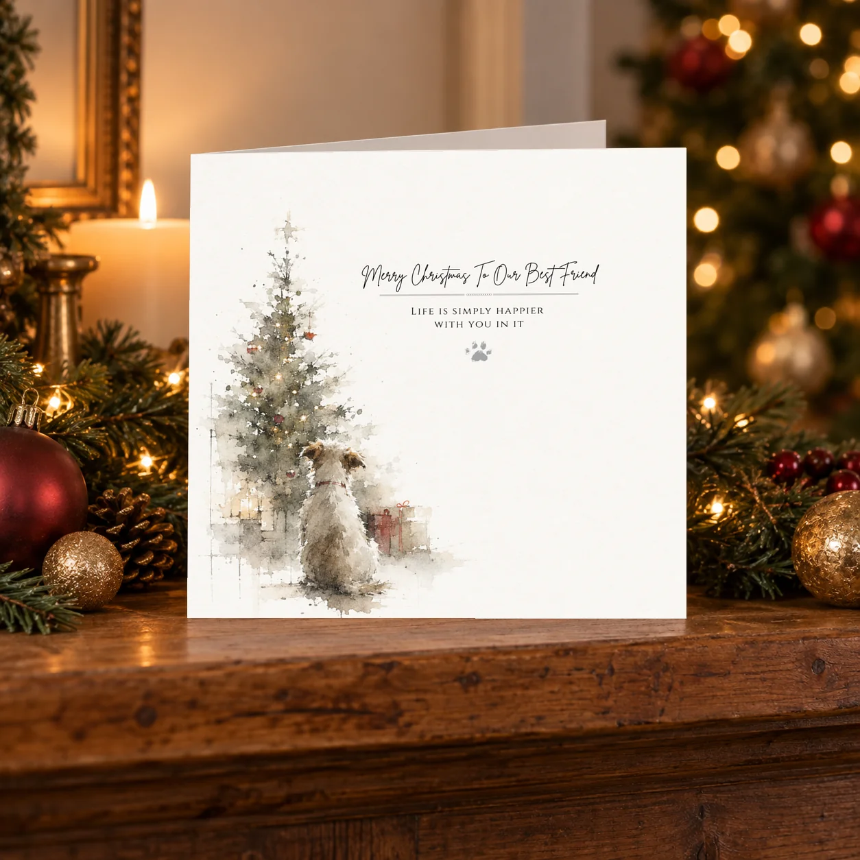 Best Friend – Dog by the Tree card shelf mock-up